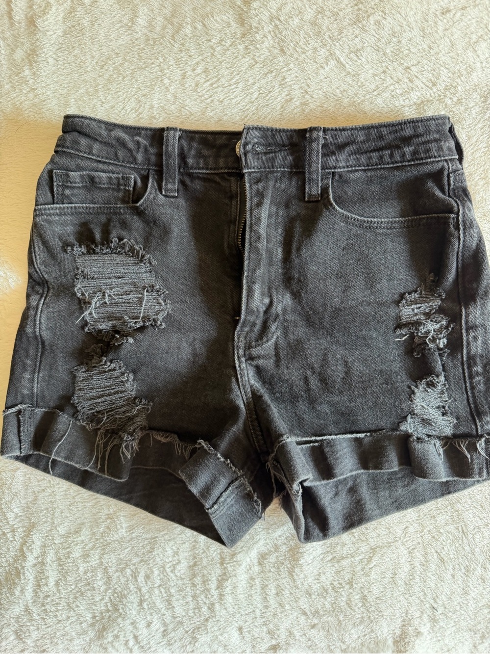 Hollister Black Distressed High Rise Mom Shorts Size 3 / W26